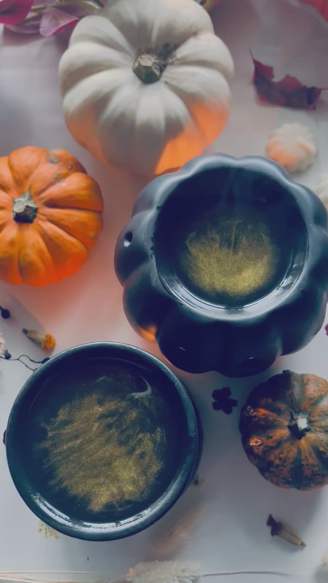 All Hallows Luxury Wax Melts - Seasonal Spiced Scent | Bloom and Gilded
 Hand-poured seasonal wax melts with nutmeg, clove & cinnamon essential oils. Limited edition pumpkin shapes with calendula petals & gold mica. UK made luxury wax melts.